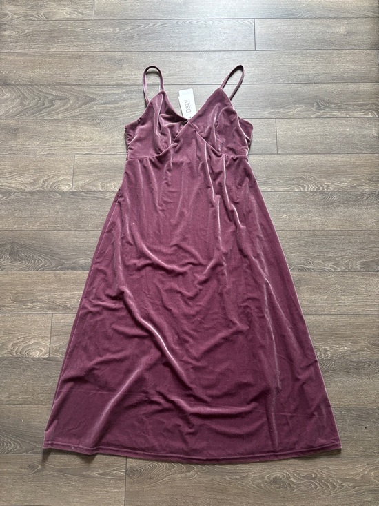 Velvet Midi Slip Dress in Deep Burgundy - Picture 2 of 2